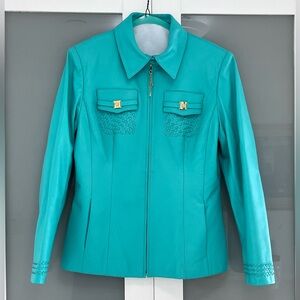 St. John Sport by Marie Gray Leather Jacket - Small